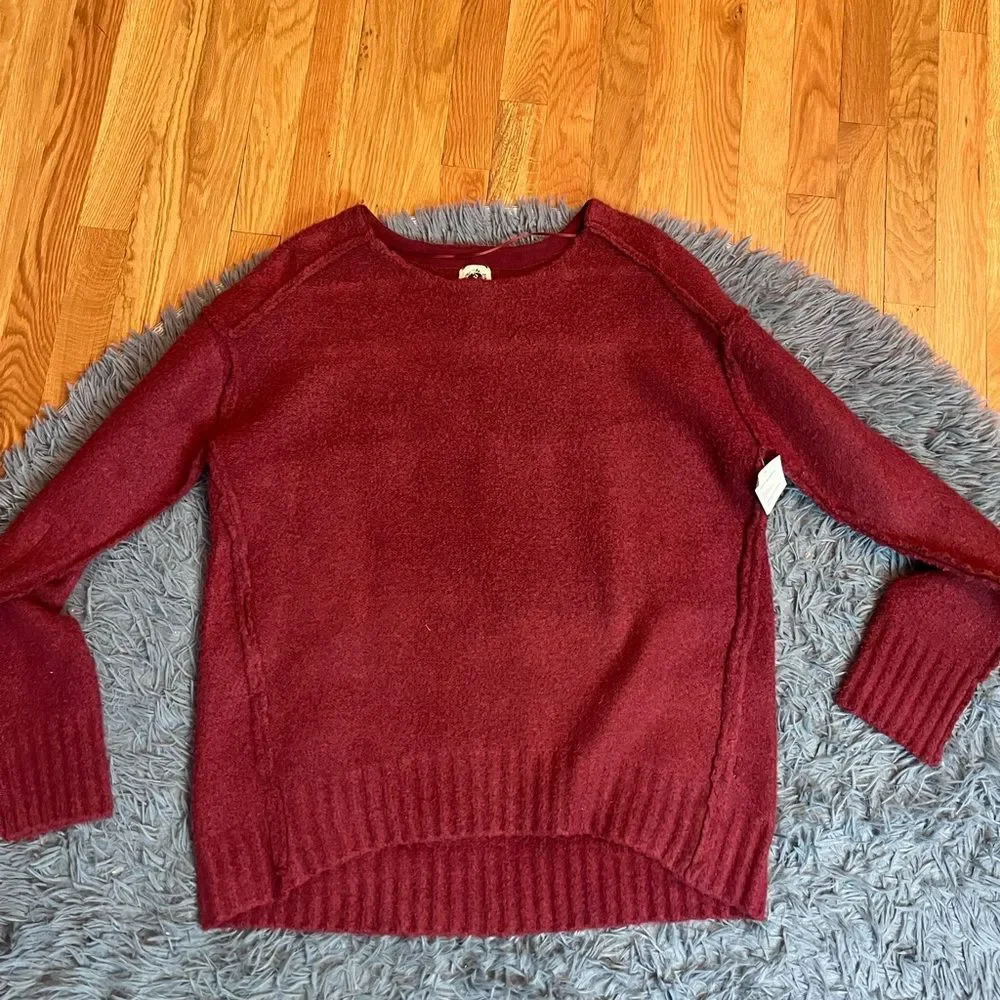 Free People Care Eastwood Tunic Sweater in Rhubarb Heather Size XL NWT